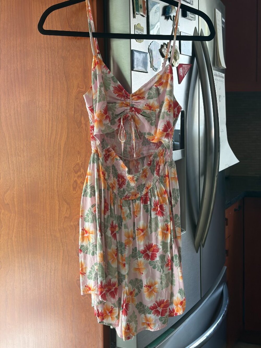 Hollister Pink Tropical Hibiscus Floral Cutout Romper Small